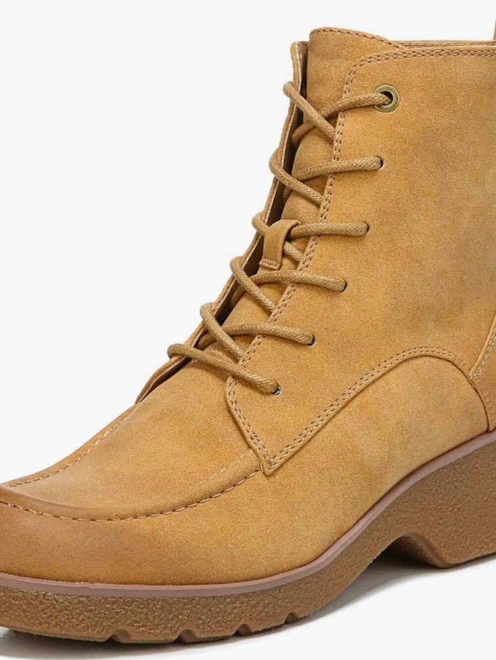 Naturalizer Tan Faux Suede Genie Lace-Up Wedge Ankle Boot Gorpcore Trendy Fall